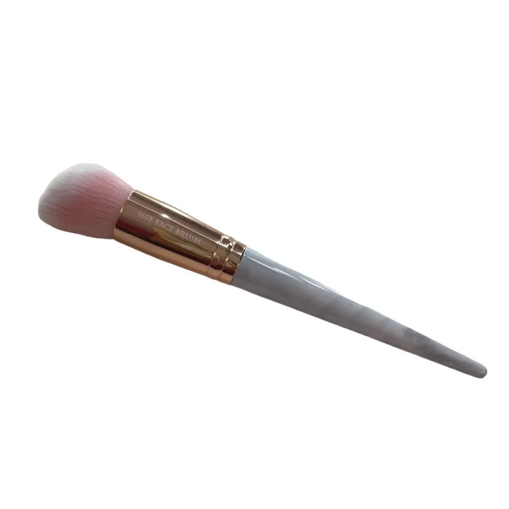 Farah New Marbled Gray White Vegan Rounded Angled Blending Face Brush 160F